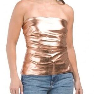 Nwt Zara metallic gold strapless top size medium new years Christmas